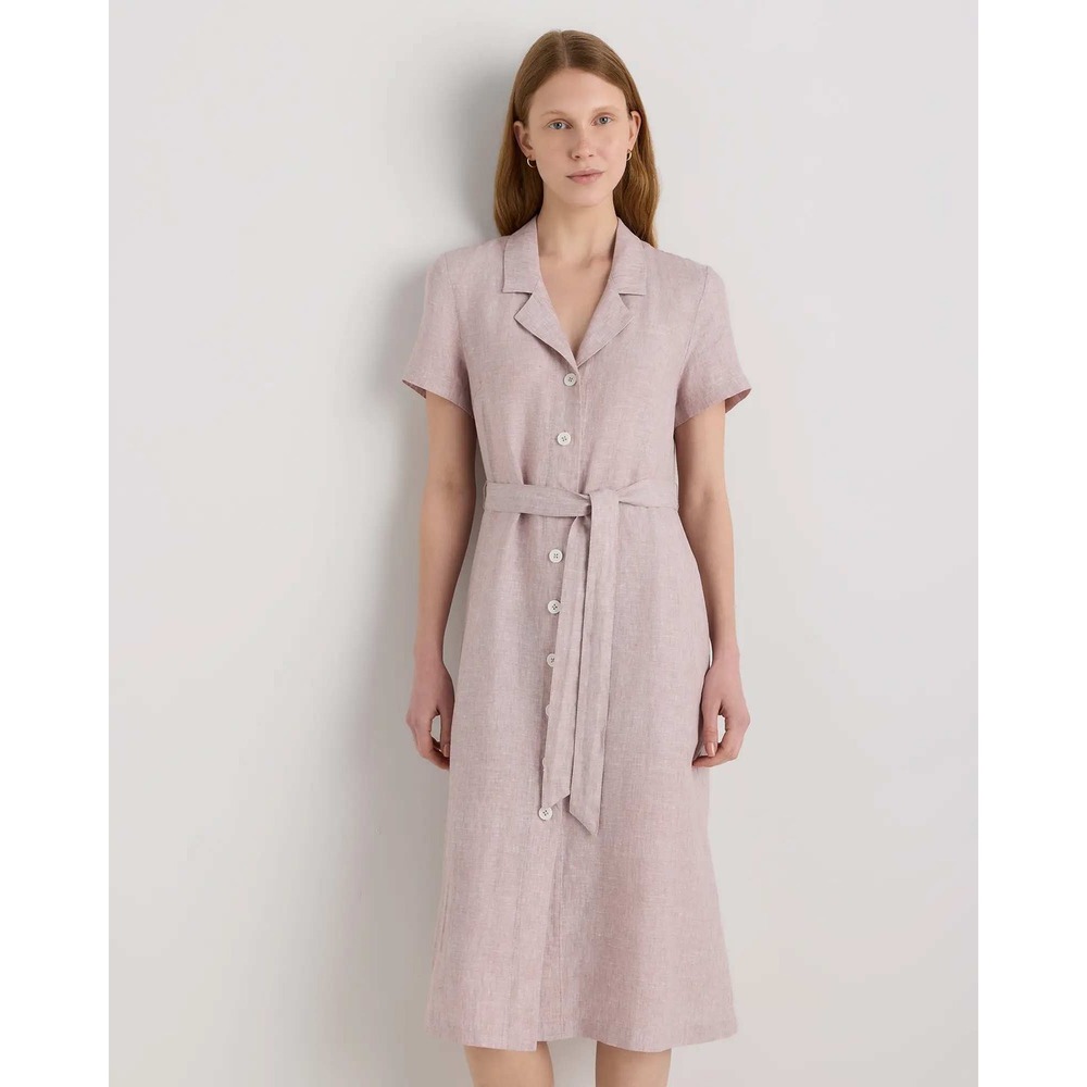 Quince European Linen Button Up Dress Vintage Pink Chambray Small NWT